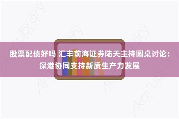 股票配债好吗 汇丰前海证券陆天主持圆桌讨论：深港协同支持新质生产力发展