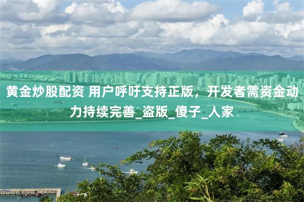 黄金炒股配资 用户呼吁支持正版，开发者需资金动力持续完善_盗版_傻子_人家