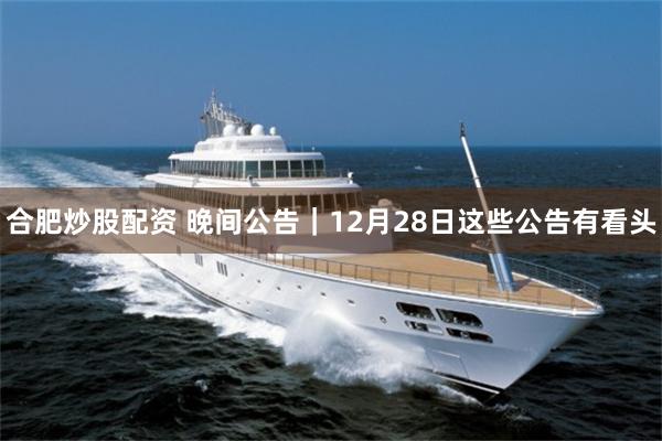 合肥炒股配资 晚间公告｜12月28日这些公告有看头